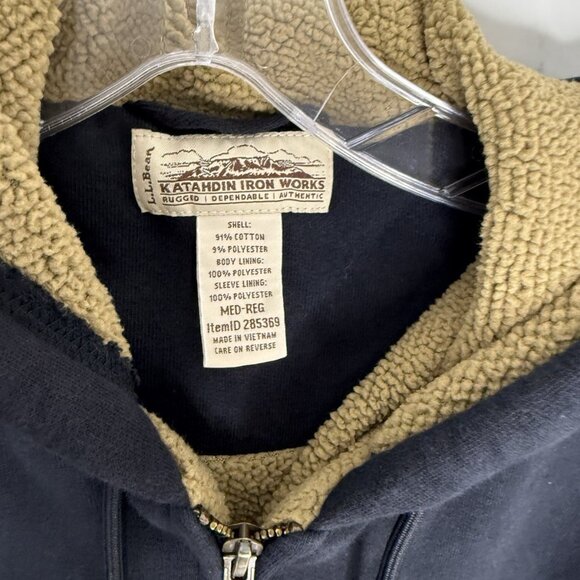 L.L. Bean Mens Katahdin Iron Works Heavyweight Hooded Sherpa Cotton Sweatshirt M - Picture 4 of 8